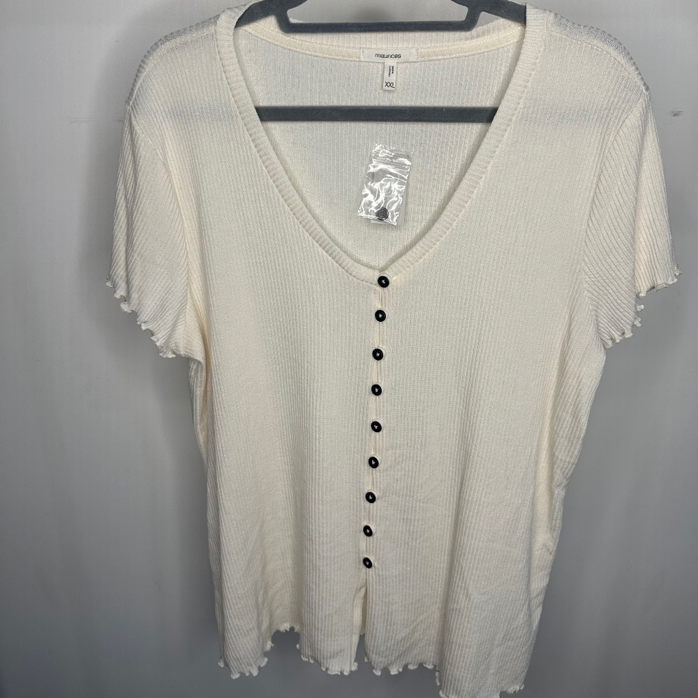 Maurices Ivory Button Down Top-Size XXL